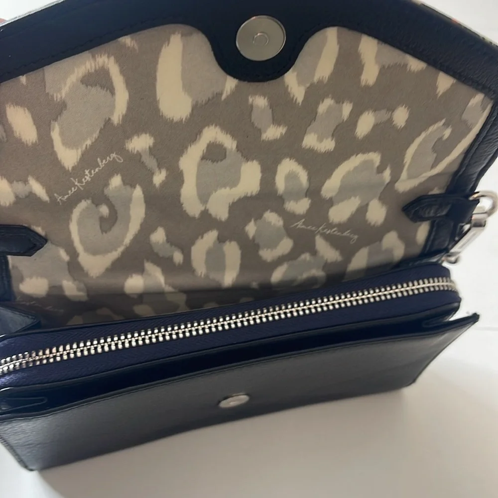 Aimee Kestenberg Delancey Wallet on a Chain Black Floral Leather Silver